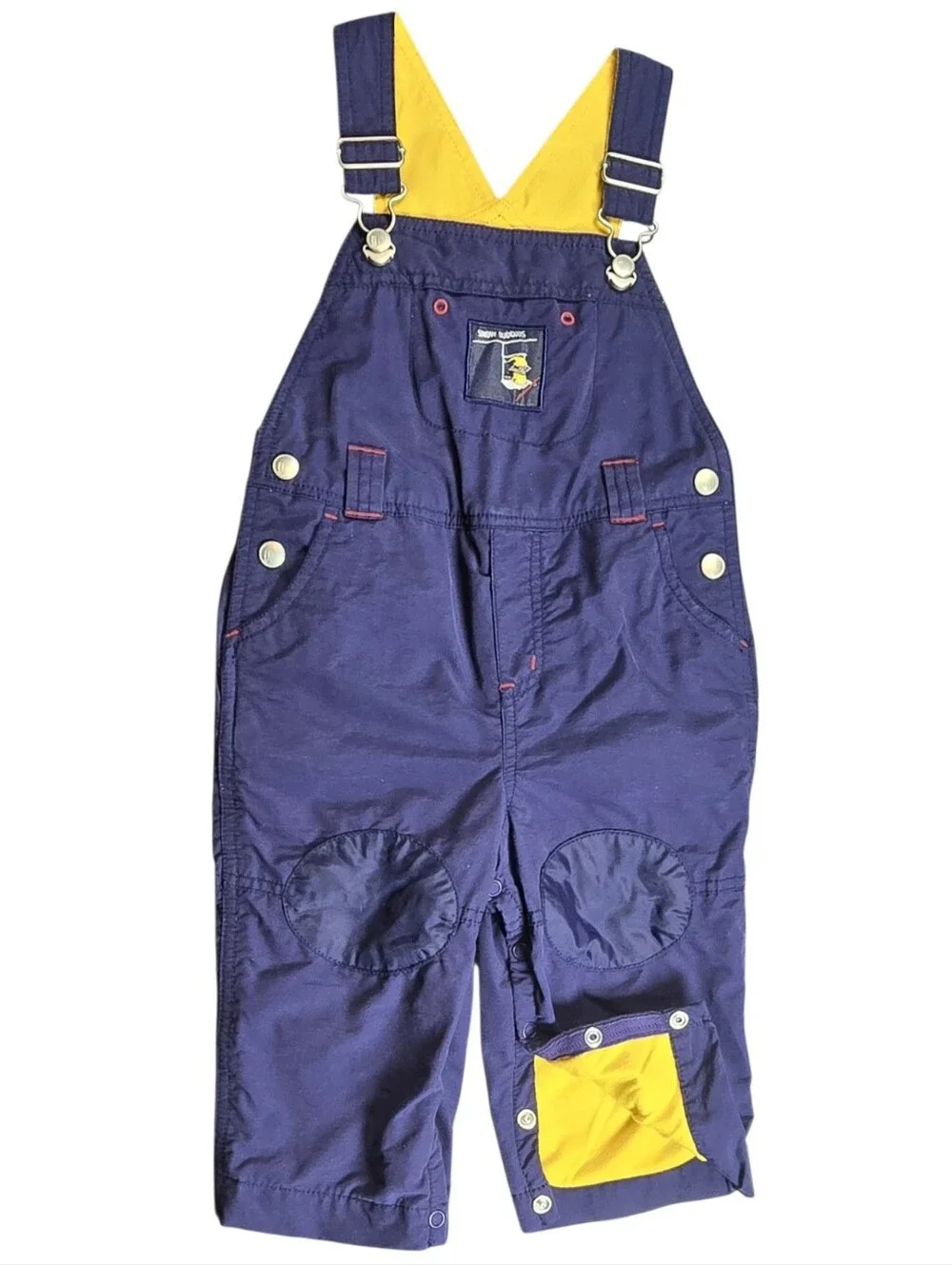 Vintage Gymboree Navy Blue/Yellow Snow Buddies Overalls Size 12-18M